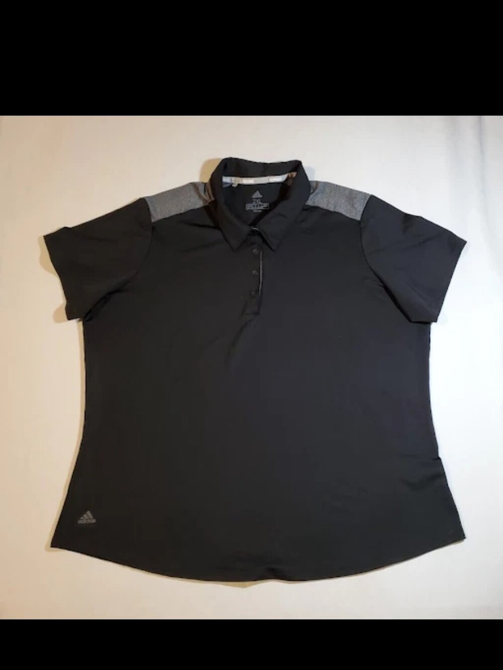 Adidas Womens Plus 2XL Golf Polo Shirt Black Grey Athletic Performance Top